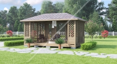 Прямоугольная Беседка-пергола 3х5 м с широким входом