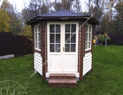 Финская беседка с шестискатной крышей d=3м