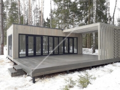 Прямоугольная панорамная беседка с террасой 8х8,6м