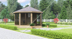 Застекленная восьмигранная беседка Обзорная d = 5 м