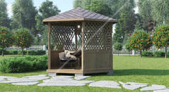 Шестигранная беседка с резными элементами Простор