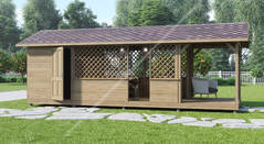 Беседка 3х4м с хозблоком 3х2м и навесом 3х2м