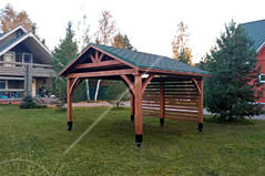 Двухскатный деревянный навес 4х4м