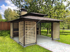Беседка японская без пола с клееными стойками