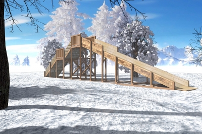 Зимняя деревянная горка "Ледяная фантазия" 3м