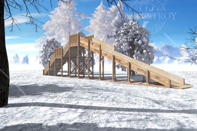 Зимняя деревянная горка Ледяная фантазия 3м
