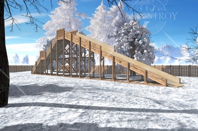 Зимняя деревянная горка для катания Ледяная фантазия 4м
