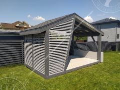 Прямоугольная асимметричная дизайнерская беседка 3х5 м