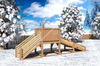 Зимняя детская деревянная горка Снежинка 1м, фото 2