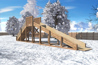 Зимняя игровая деревянная горка "Снежинка" 2м