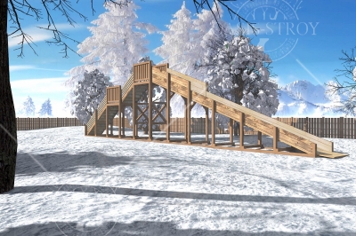 Зимняя деревянная горка Снежинка 3м